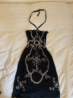 Y2K sequined halter dress